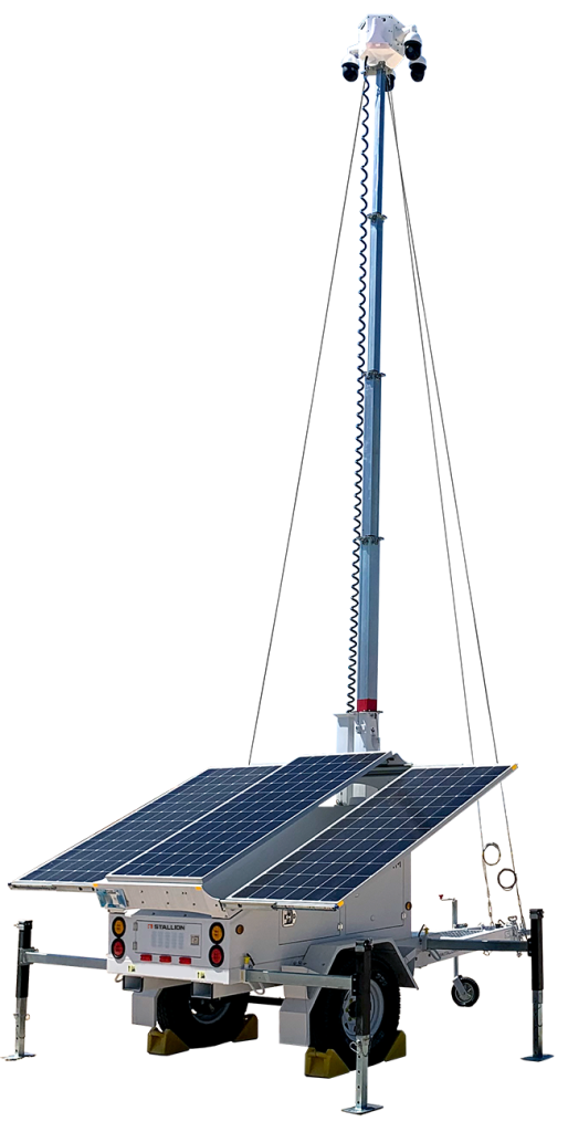 Solar-powered surveillance camera trailer