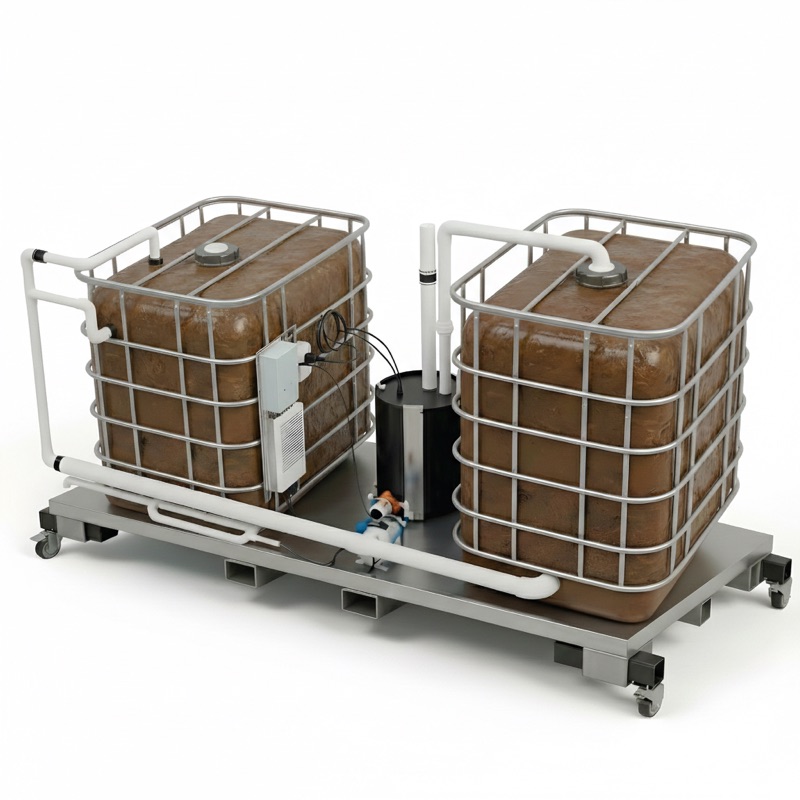 Waste Box - 660 gallon waste collection unit with dual IBC totes and dual sewage pumps